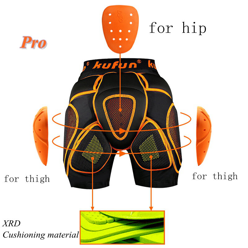 KUFUN D3O Knee Pads  Protector Shorts Hip Pad for Ski Snowboard Skateboard Skate Motorcycle Kids Adults Children Protective Gear