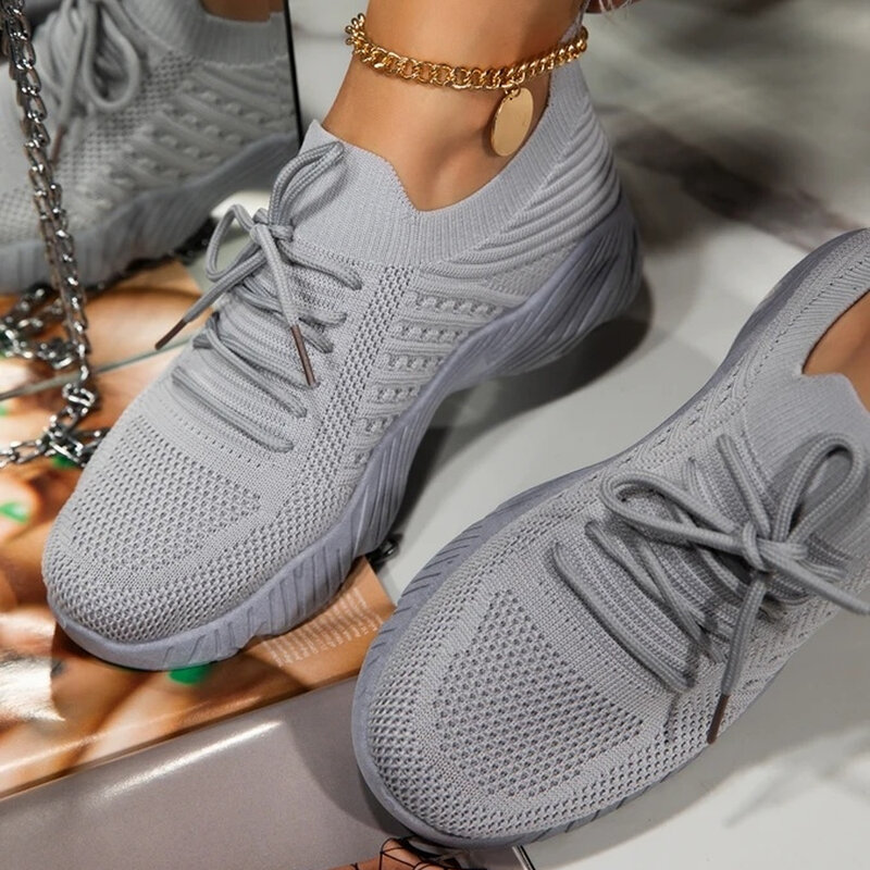 Giày Sneaker Nữ Giày Tennis Nữ Thể Thao Tập Gym Chạy Bộ Cột Dây Giày Lưới Zapatillas Mujer Cho phụ Nữ