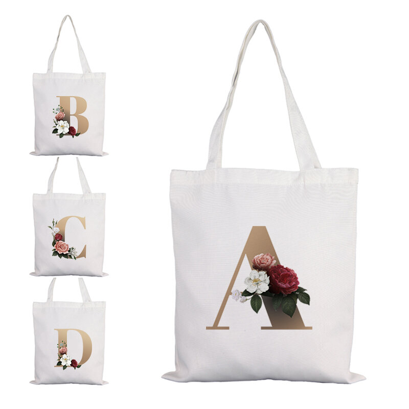 Flower Letter Shoping Bags Customizable Fabric Bag Simpl Large Designer Handbags Shoulder Canvas Shopping for Groceries Sac Tote