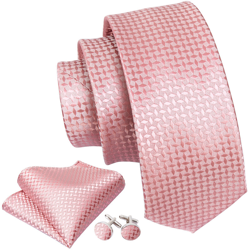 Mode Seide rosa Herren Hochzeit Krawatte Taschentuch Set Barry.Wang Modedesigner Paisley Blumen Krawatten für Männer Geschenk Party Bräutigam Büro