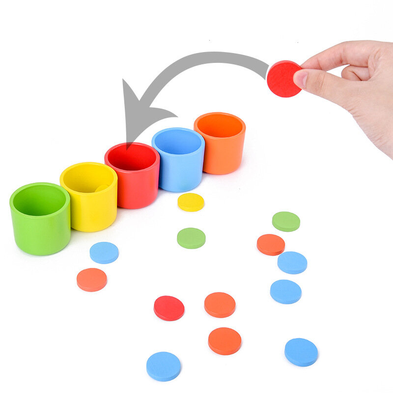 المواد مونتيسوري تصنيف اللون مطابقة كأس لعبة أطفال لعبة تعليمية في وقت مبكر للأطفال طفل ألعاب خشبية مكتب لعبة