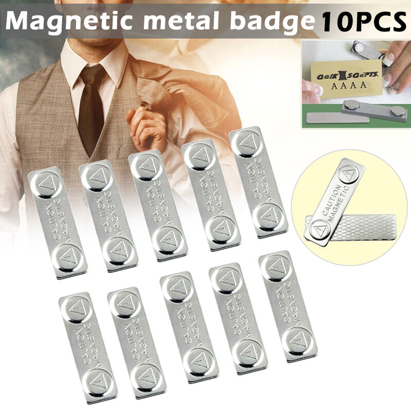 10pcs Strong Magnetic Name Tags Badge Metal Fastener ID Card Durable Attachment Holder EIG88