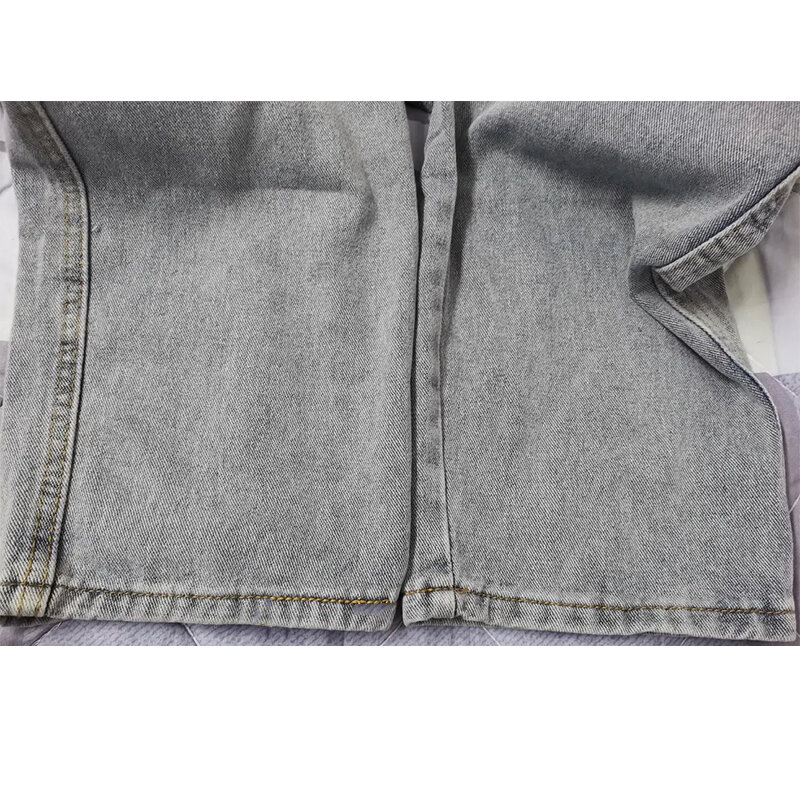 Jeans Baru untuk Pria Celana Longgar Luar Ruangan Celana Panjang Lurus Denim Warna Biru Dicuci Jeans Warna Solid High Street