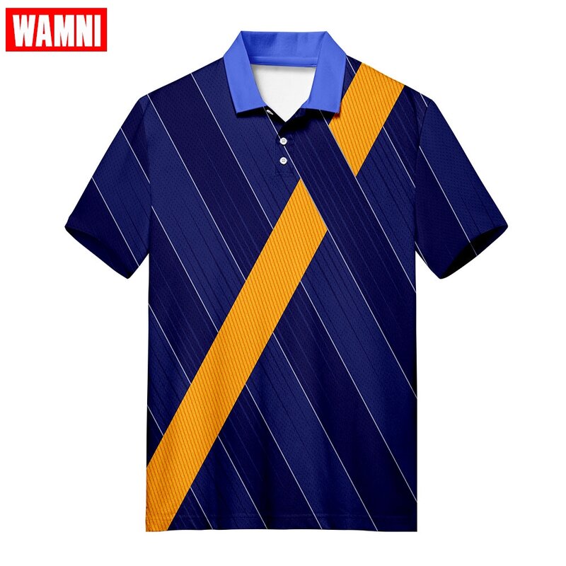 WAMNI Fashion Men Business Badminton  Shirt Summer Casual 3D Sport Turn-down Collar Harajuku Black Twill 