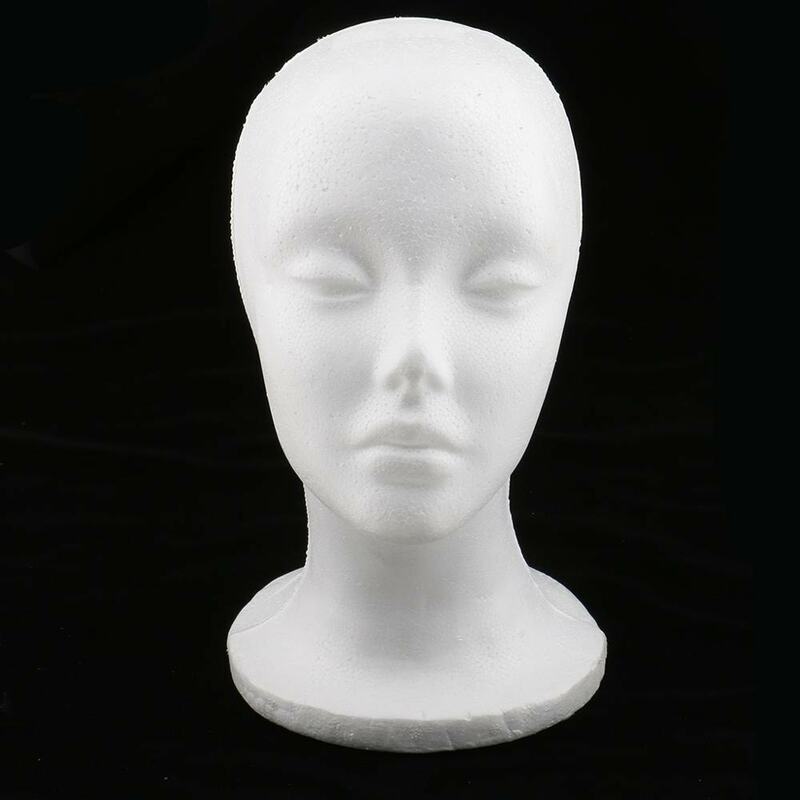 Manekin Perempuan Laki-laki Kepala Putih Polystyrene Styrofoam Model Kepala Busa Berdiri Wig Topi Rambut Headset Tampilan Berdiri Rak