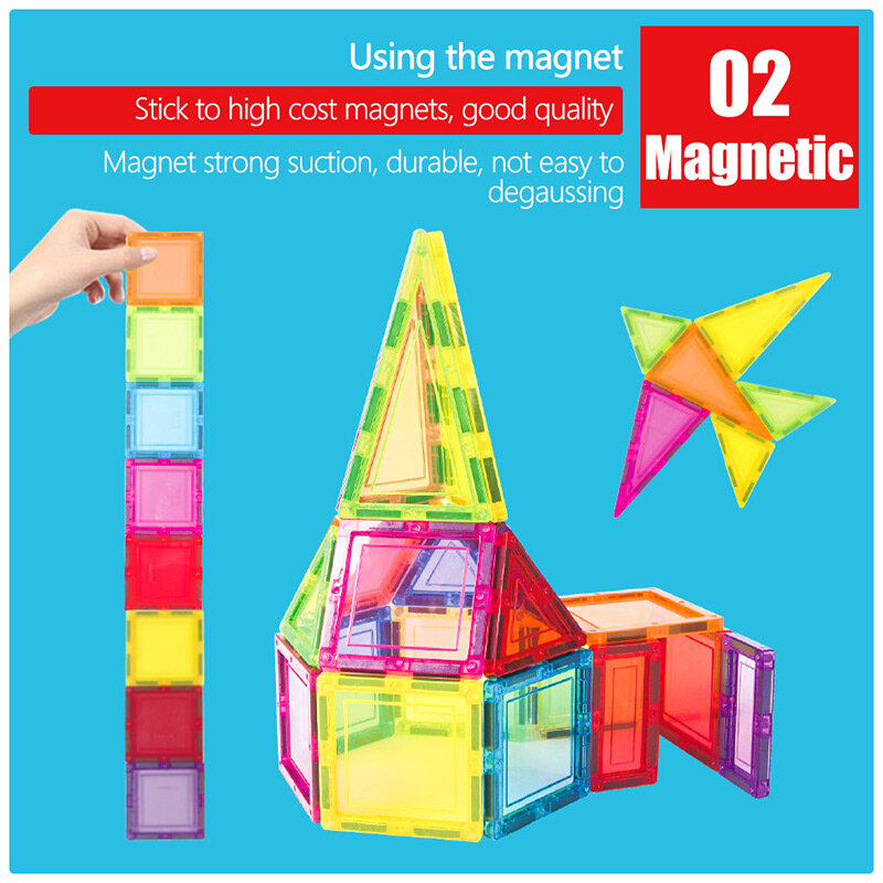 18-56PCS Big Size Transparent Magnetic Designer Construction & Building Toy Solid 3D Magnets Magnetic Blocks Toys For Children