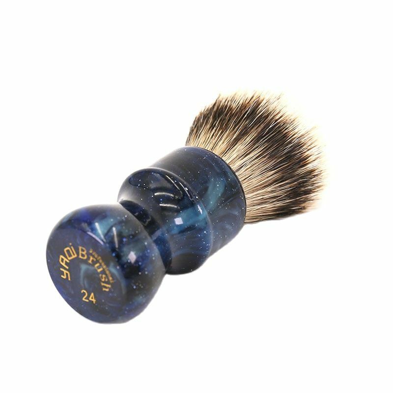24 мм Yaqi таинственное пространство цветная ручка серебряный наконечник барсук волос узел мужские кисти для бритья