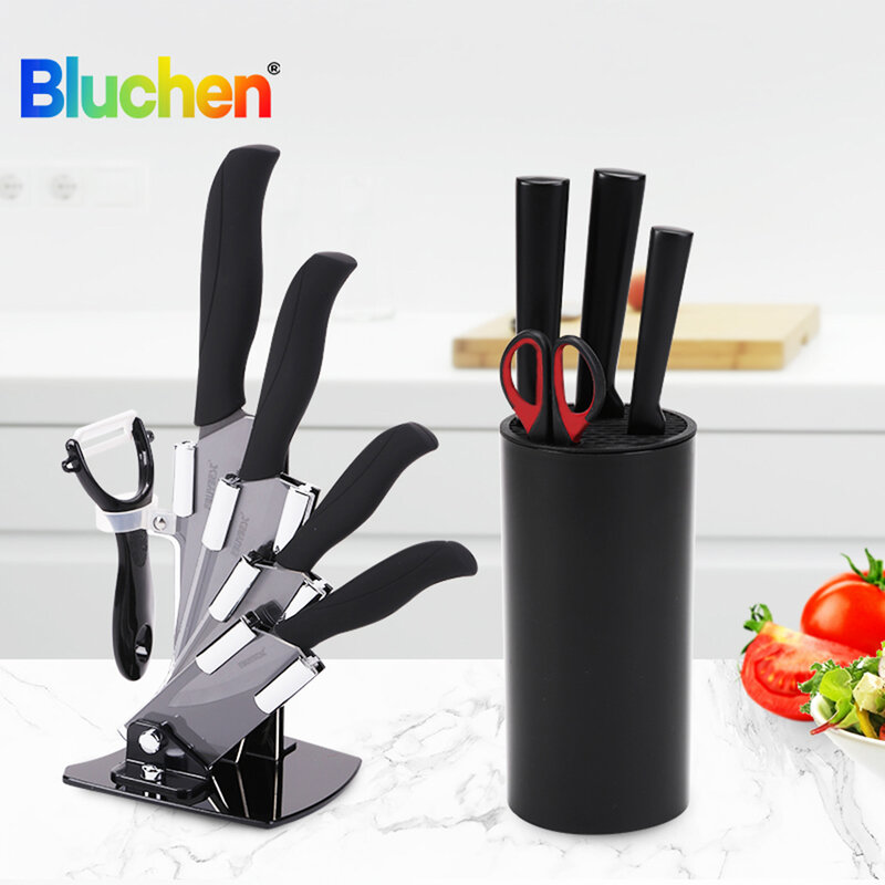 Bluchen Holder For Knife Plastic Kitchen Knife Stand Multi-functional Chef Ceramic Santoku Knife Block Kitchenware Cooking Tools