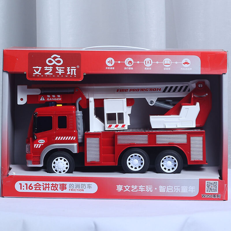 Camión de bomberos de Metal para niños, juguete de escala 1:16, puede rociar agua, camión de nube, camión de bomberos grande, niño jugando en el agua
