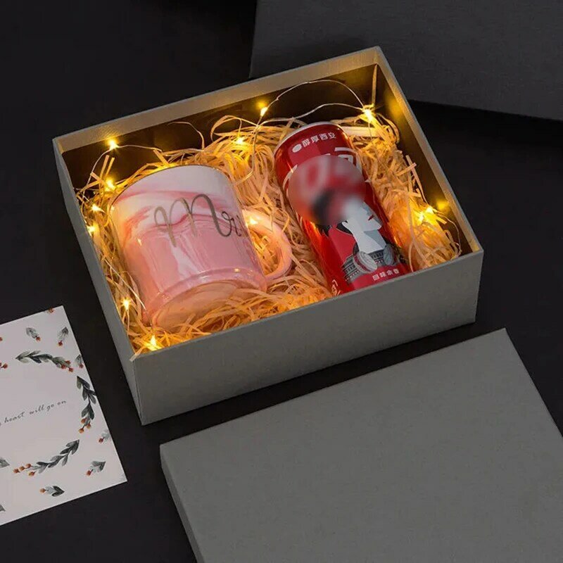 Caja de decoración de luces LED, cadena de alambre de cobre, guirnalda de iluminación, regalo de Navidad y boda