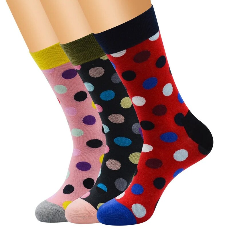 Qisin-Calcetines coloridos de algodón con lunares para hombre, medias divertidas para mujer, informales, Harajuku, 1 par