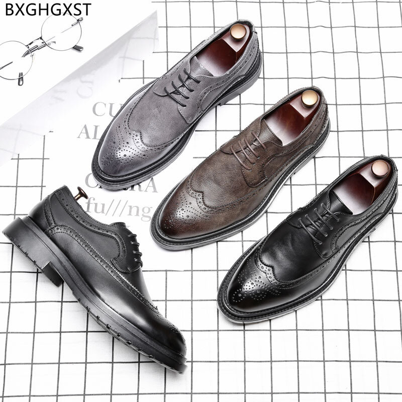 Oxford skórzane buty męskie formalne Brogues buty dla M E N modne obuwie męskie 2024 Zapatos De Vestir De Los Hombres