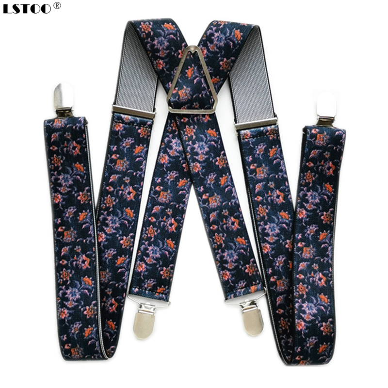 Bretelles imprimées fleur de pivoine pour hommes et femmes, bretelles dos X, porte-pantalon jupe, chemise assortie, bretelles adultes, garçons, largeur 3.5cm