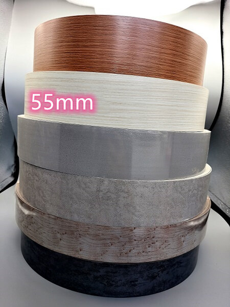 Borda precolada da borda do pvc da borda 55mm para a placa de madeira edgeband edger da mesa da mobília do vestuário da cozinha
