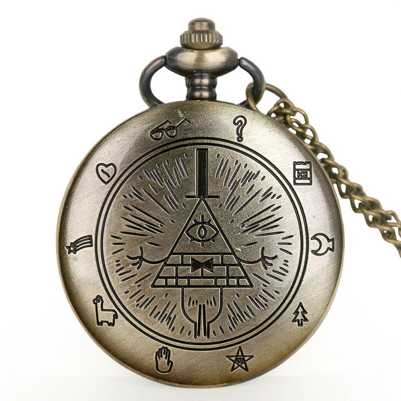 New Arrival Bill Cipher Quartz Pocket Watch Necklace with Chain Men Women Kid Fob Watches Gift for Children