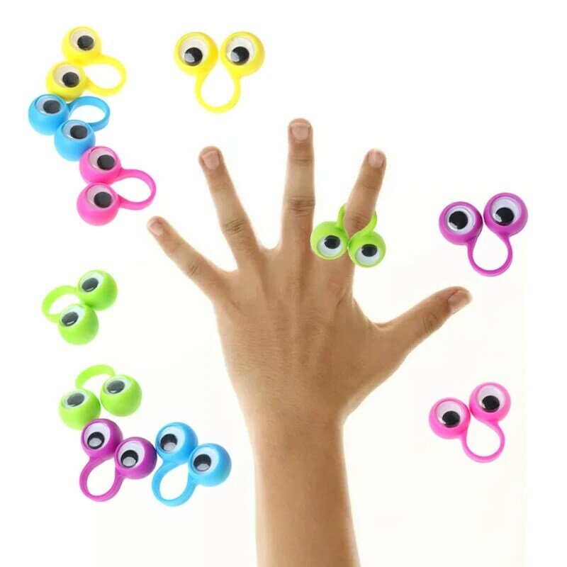 Baru 1 Buah/10 Buah Boneka Jari Mata Cincin Mainan Bayi Anak-anak Hadiah Aksesori Lendir Warna Acak, Hadiah Kecil untuk Pesta