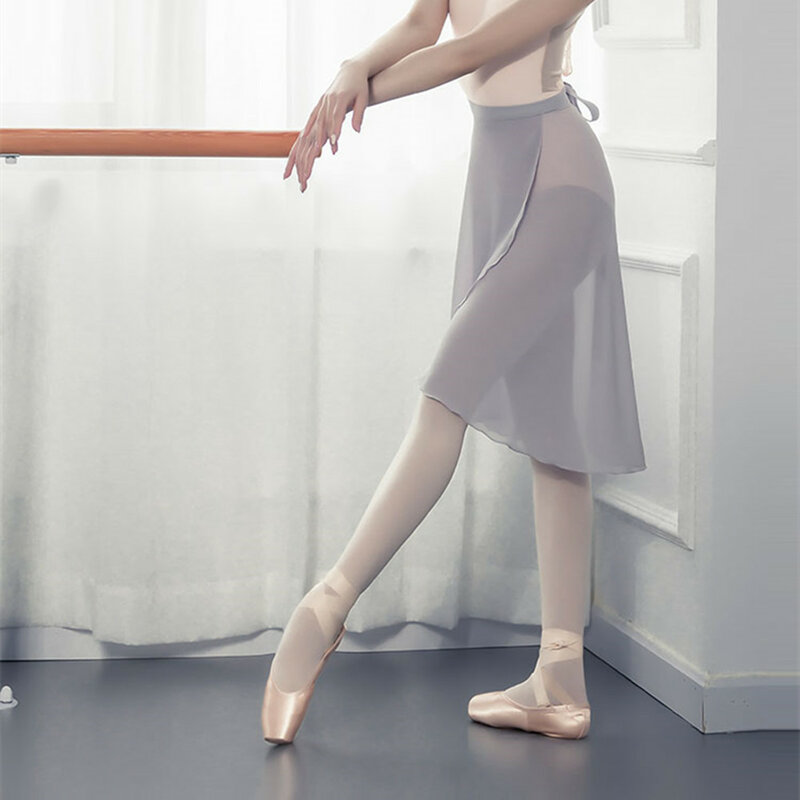 Профессиональные шифоновые балетные юбки средней длины для взрослых, женские лирические мягкие балетные юбки на шнуровке, танцевальные костюмы балерины