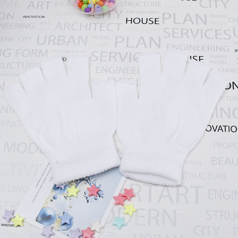 Damskie zimowe rękawiczki bez palców mitenki w jednolitym kolorze damskie pół palce ciepłe rękawiczki z dzianiny męskie Unisex czarne białe 2023