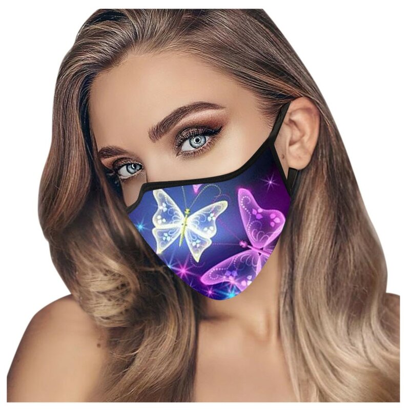 Máscara facial à prova de vento quente da cara da boca reusável da forma das máscaras impressas unissex lavável e da borboleta