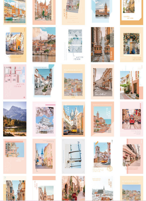 Carte postale du monde de voyage, 143mm x 93mm (1 paquet = 30 pièces)