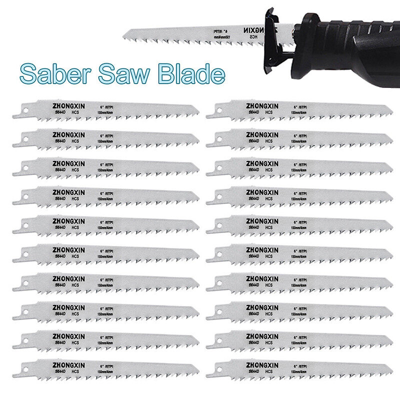 20Pcs HCS Carbon Saber Saw Blades 150 x 19 x 0.9 mm for Wood PVC JS23