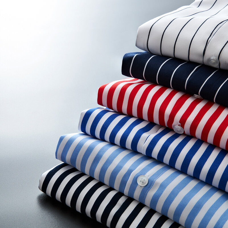 남성용 긴팔 블루 화이트 스트라이프 셔츠 드레스, 표준 핏 버튼 다운 셔츠 블라우스, 힙합 스트리트웨어, 패션