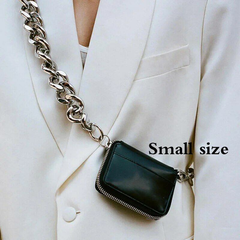 Luxury Women Totes Ins Thick Metal Chain Shoulder Bag Bike Wallet Mini Bag Coin Purse Fashion Women Pack Leather Crossbody Bags