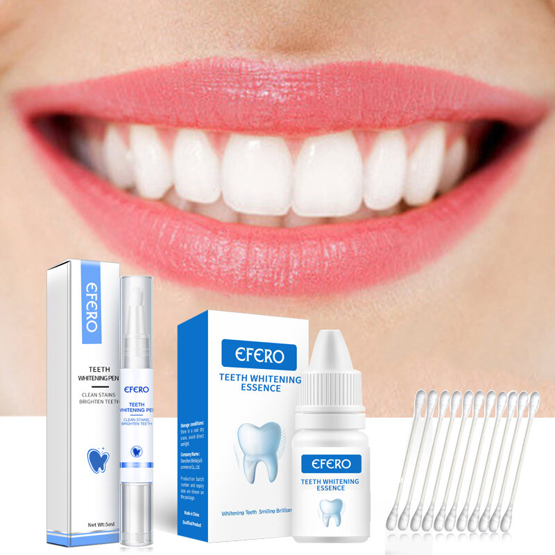 EFERO 치아 미백 에센스, 플라그 얼룩 제거, 치아 표백 클리닝 세럼, 하얀 치아 구강 위생 치아 미백 펜