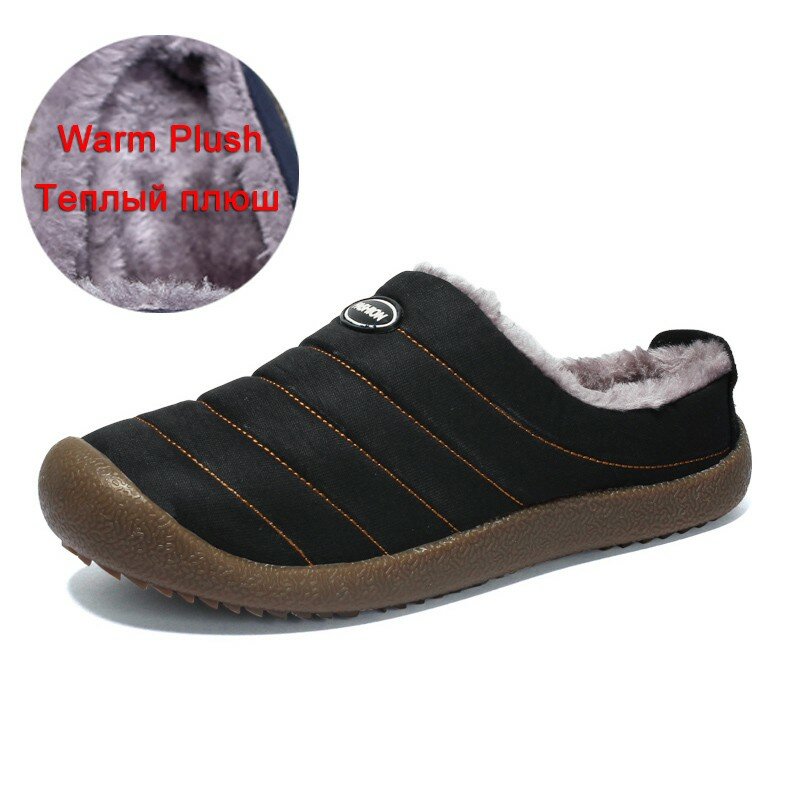 Winter Plush Men Slippers Big Size 48 47 Indoor Warm Fur Men's Mules Shoes Unisex Bedroom Slides Waterproof Male Slipper Slip On