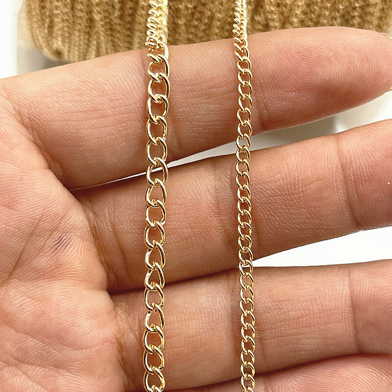 Cadena de collar chapada en oro/plata/bronce/negro de 2 yardas para fabricación de joyas, cadenas de collar DIY, materiales hechos a mano