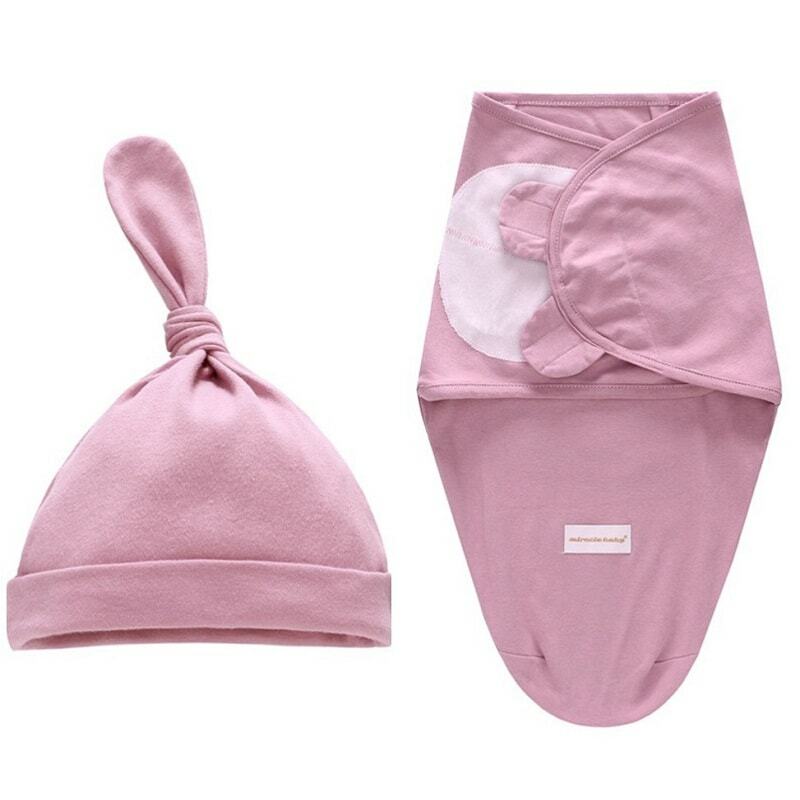 0-6 Months Newborn Wrapping Swaddle Anti-Shock Baby Envelop Blanket Hat Sleeping Bag Set KF669