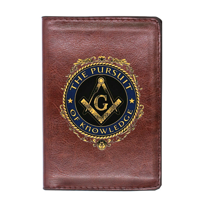 Het Nastreven Van Kennis Vrijmetselaars Leather Passport Cover Mannen Vrouwen Slim Id-kaart Houder Pocket Wallet Case Travel Accessoires