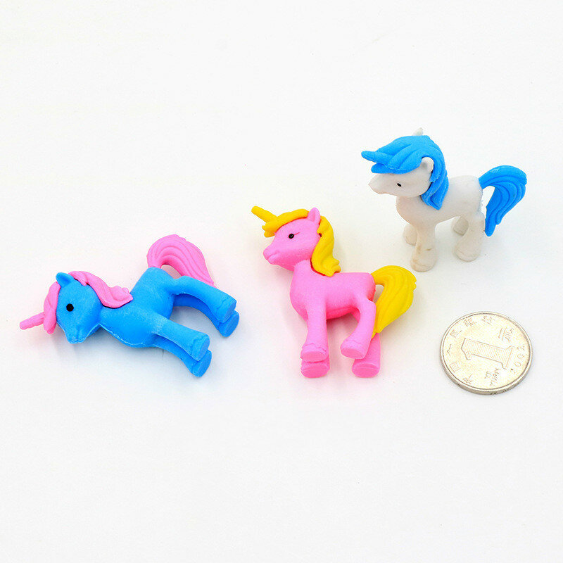 1 Pcs Creative Cartoon Unicorn Pony น่ารักสัตว์ยางลบขายส่งเครื่องเขียนนักเรียน Mini ยางลบนักเรียนของขวัญ