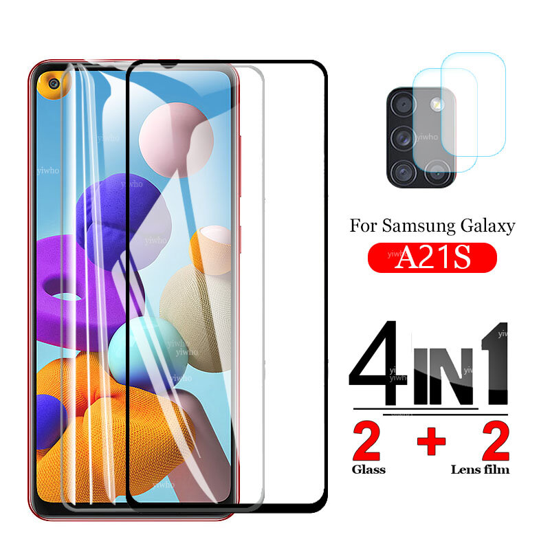 Vidrio templado para Samsung A21S, protectores de pantalla, vidrio protector para Samsung Galaxy A21S, lente de cámara, película A217F S21A