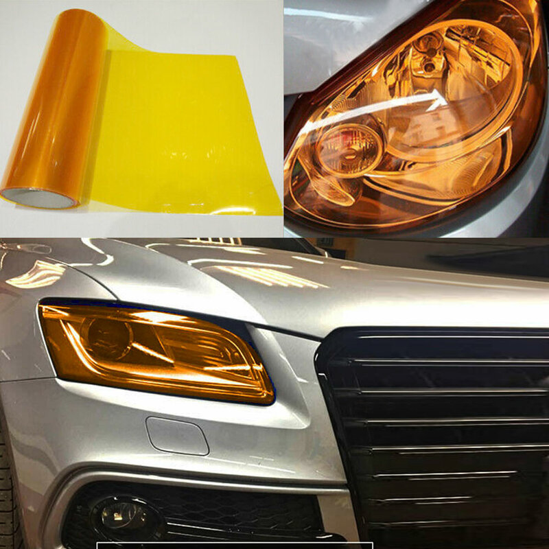 Luz de coche naranja ámbar de 12 "x 12", película de vinilo superpuesta de PVC, luz antiniebla, luz trasera, película de tinte, lámpara trasera automática, película naranja