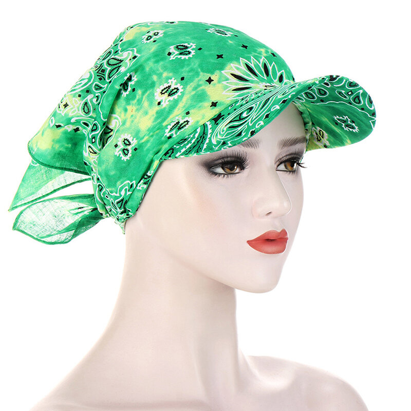 Bandana dengan Gambar Cetak Wanita Pria Topi Pelindung Matahari Sorban Musim Panas Luar Ruangan Topi Syal Topi Wanita Syal Bertudung Baru