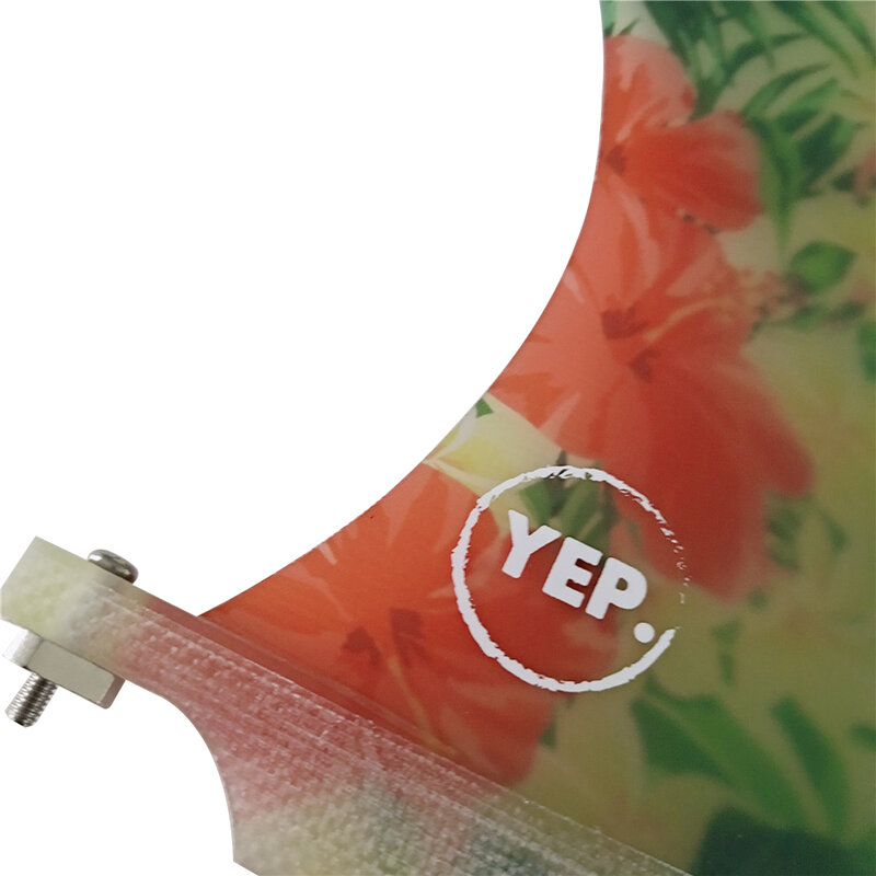Yepsurf bunga kain selancar warna papan panjang sirip tengah 9.5 inci sirip Surfing serat kaca di pusat selancar sirip tunggal berdiri dayung