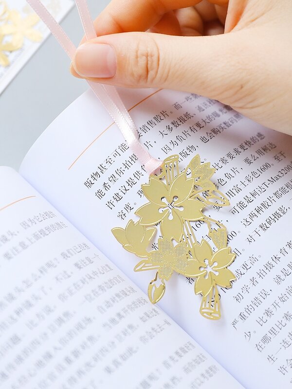 1000 peças flor de cerejeira padrão marcador de metal clássica cultura chinesa originalidade papelaria mini marcador