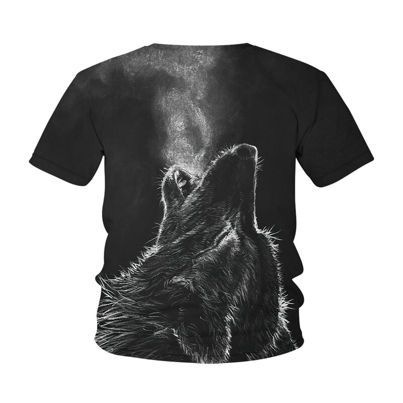2021 nowe chłopięce dziewczyny wilk 3D nadruk zwierzęta ładna dziewczyna odzież letnie ubrania dla dzieci T-shirt na co dzień zabawa dla dzieci T-shirt 4-14T