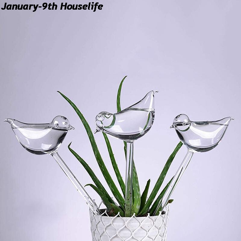 1 Buah Baru Alat Penyiram Bunga Otomatis Penyiram Tanaman Bola Lampu Aqua Kaca Bening Tiup Tangan Bentuk Burung