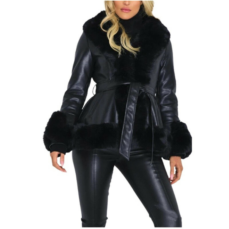 Plus size Jacket Women Faux Fur Coat Aesthetic Female Clothes Elegant Streetwear Puffer Parka  Winter Furry Outerwear