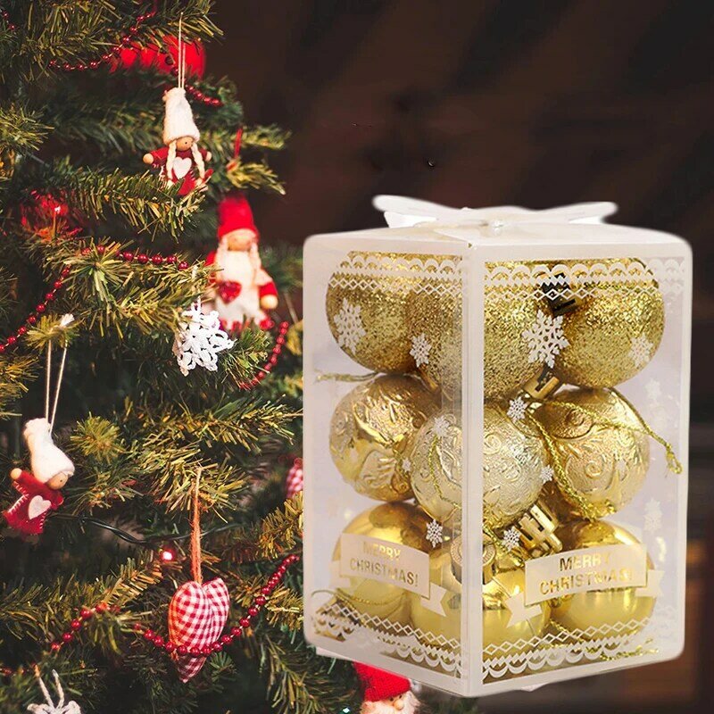 12 pçs bolas de natal decoração da árvore de natal árvore de natal pendurado pingente festa de natal feliz ano novo decoração de casa