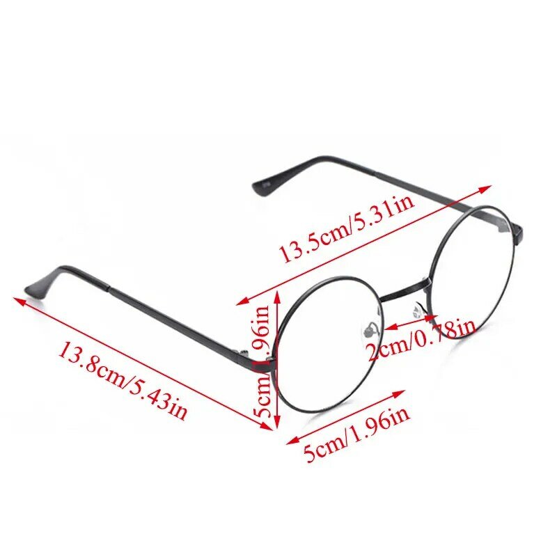 Óculos redondos grandes para homem e mulher, armação de metal transparente, óculos preto prateado e dourado