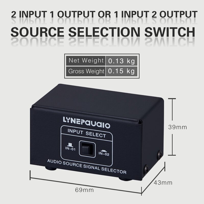 Sélecteur de signal de source, commutateur, haut-parleur, commutateur de source, interface RCA, perte, 2 en 1 ou 1 en 2 sorties