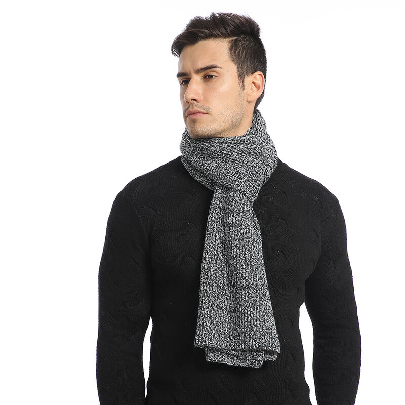 Lenço de inverno para homens de malha macia, cachecol comprido listrado com lenço da moda para mulheres, 170cm