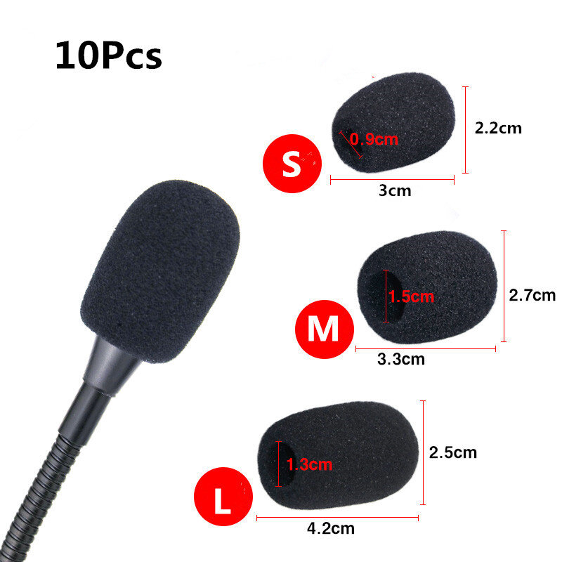 Funda de espuma de repuesto para auriculares, cubierta de micrófono para teléfono, parabrisas, esponja S/M/L, 10 unidades