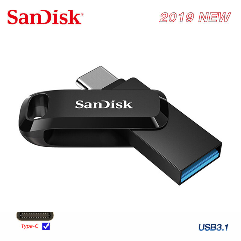 Tipo duplo do flash da vara de sandisk otg sdddc3 usb 3.1 tipo-c movimentação da pena 256 gb 128 gb 64 gb 32 gb usb armazenamento da memória de c para smartphones/pc
