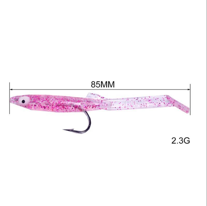 6 sztuk/partia Fishing miękkie przynęty 85mm 2.3g miękkie sea eel najwyższej jakości fałszywe przynęty Paddle Tail Sand Eel pesca sztuczne silikonowe przynęty