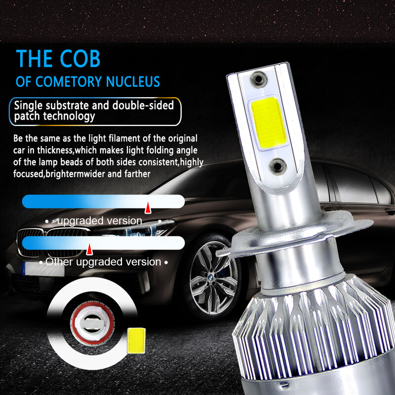 Bombilla LED para faro delantero de coche, Luz antiniebla automática, H4, H7, H1, H3, H11, H8, 9005, HB3, H13, 9004, 9007, 9006, 3000, 6000, 8000K, 2 uds.