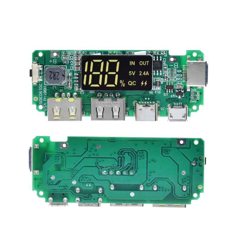 LED แบบ Dual USB 5V 2.4A Micro/Type-C USB โมดูลชาร์จแบตสำรองมือถือ18650โมดูลชาร์จแบตเตอรี่ลิเธียมแผงวงจรป้องกันวงจร